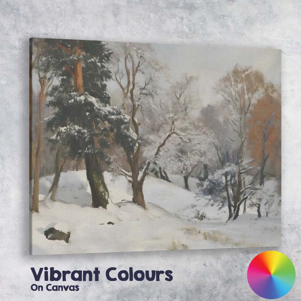Peaceful Frosted Woodland Trees Winter Landscape Painting Canvas Wall Art Print Decor Picture Ready to Hang