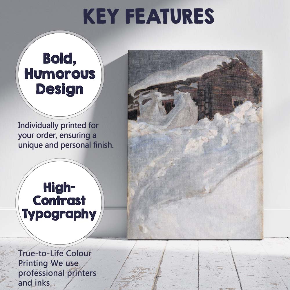 Rustic Snow Covered Wooden Barn Winter Farm Scene Canvas Wall Art Print Decor Picture Ready to Hang