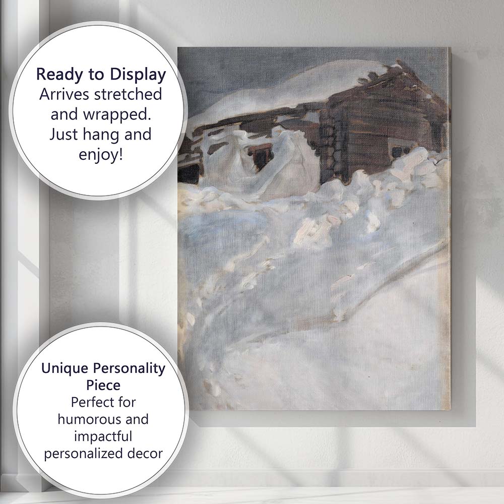 Rustic Snow Covered Wooden Barn Winter Farm Scene Canvas Wall Art Print Decor Picture Ready to Hang