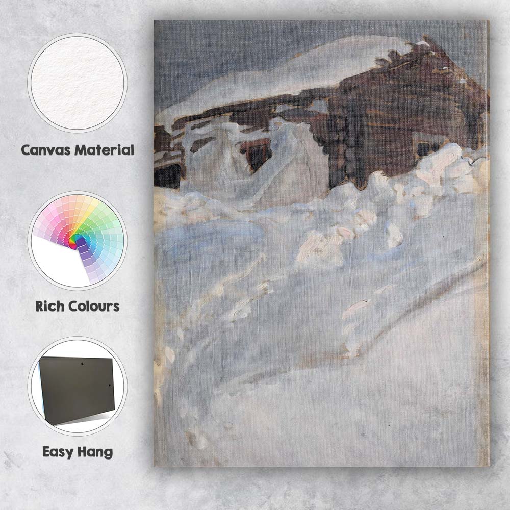 Rustic Snow Covered Wooden Barn Winter Farm Scene Canvas Wall Art Print Decor Picture Ready to Hang