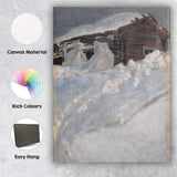 Rustic Snow Covered Wooden Barn Winter Farm Scene Canvas Wall Art Print Decor Picture Ready to Hang