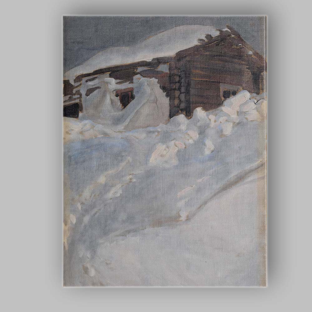 Rustic Snow Covered Wooden Barn Winter Farm Scene Canvas Wall Art Print Decor Picture Ready to Hang