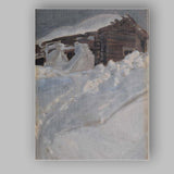 Rustic Snow Covered Wooden Barn Winter Farm Scene Canvas Wall Art Print Decor Picture Ready to Hang