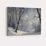 Misty Snow Covered Forest Lake Winter Nature Landscape Canvas Wall Art Print Decor Picture Ready to Hang
