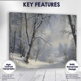 Misty Snow Covered Forest Lake Winter Nature Landscape Canvas Wall Art Print Decor Picture Ready to Hang