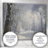 Frosted Woodland Path Winter Morning Landscape Canvas Wall Art Print Decor Picture Ready to Hang