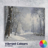 Frosted Woodland Path Winter Morning Landscape Canvas Wall Art Print Decor Picture Ready to Hang