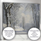 Snow Covered Woodland Path Frosted Trees Winter Scene Canvas Wall Art Print Decor Picture Ready to Hang