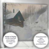 Scandinavian Log Cabin Snowy Forest Path Winter Scene Canvas Wall Art Print Decor Picture Ready to Hang