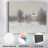 Soft Winter Church Snow Covered Park Landscape Canvas Wall Art Print Decor Picture Ready to Hang