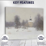 Soft Winter Church Snow Covered Park Landscape Canvas Wall Art Print Decor Picture Ready to Hang