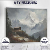 Majestic Snow Capped Mountain Peak Alpine Cabin Landscape Canvas Wall Art Print Decor Picture Ready to Hang