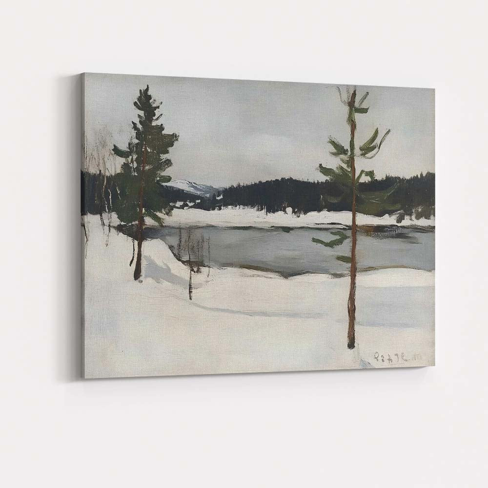 Woodland Snow Covered Forest Path Impressionist Winter Landscape Canvas Wall Art Print Decor Picture Ready to Hang