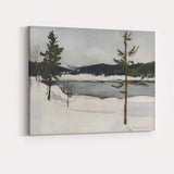 Woodland Snow Covered Forest Path Impressionist Winter Landscape Canvas Wall Art Print Decor Picture Ready to Hang