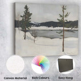 Woodland Snow Covered Forest Path Impressionist Winter Landscape Canvas Wall Art Print Decor Picture Ready to Hang