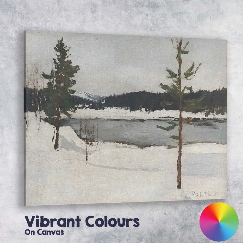 Woodland Snow Covered Forest Path Impressionist Winter Landscape Canvas Wall Art Print Decor Picture Ready to Hang