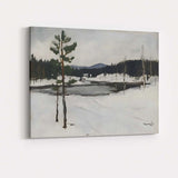 Scandinavian Winter Frozen Lake Snowy Countryside Landscape Canvas Wall Art Print Decor Picture Ready to Hang