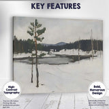 Minimalist Frozen Lake Snowy Pine Trees Nordic Landscape Canvas Wall Art Print Decor Picture Ready to Hang