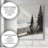 Contemporary Winter Lakeside Snowfield Scandinavian Landscape Canvas Wall Art Print Decor Picture Ready to Hang