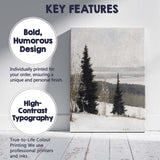 Minimalist Winter Pine Forest Snowy Valley Landscape Canvas Wall Art Print Decor Picture Ready to Hang