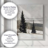 Minimalist Winter Pine Forest Snowy Valley Landscape Canvas Wall Art Print Decor Picture Ready to Hang