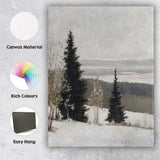 Minimalist Winter Pine Forest Snowy Valley Landscape Canvas Wall Art Print Decor Picture Ready to Hang