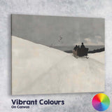 Serene Snowy Hills Sleigh Ride Minimal Winter Scene Canvas Wall Art Print Decor Picture Ready to Hang