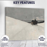 Serene Snowy Hills Sleigh Ride Minimal Winter Scene Canvas Wall Art Print Decor Picture Ready to Hang