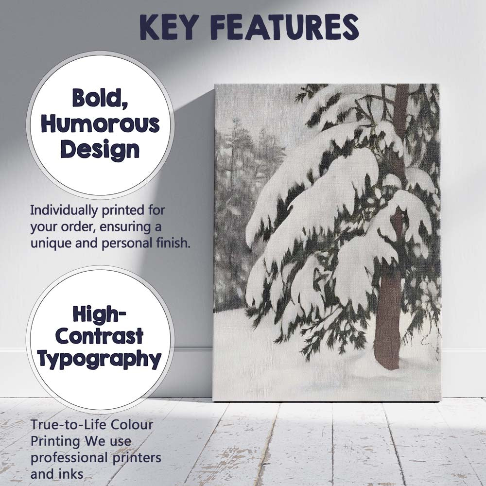 Snow Laden Evergreen Tree Close Up Winter Nature Canvas Wall Art Print Decor Picture Ready to Hang