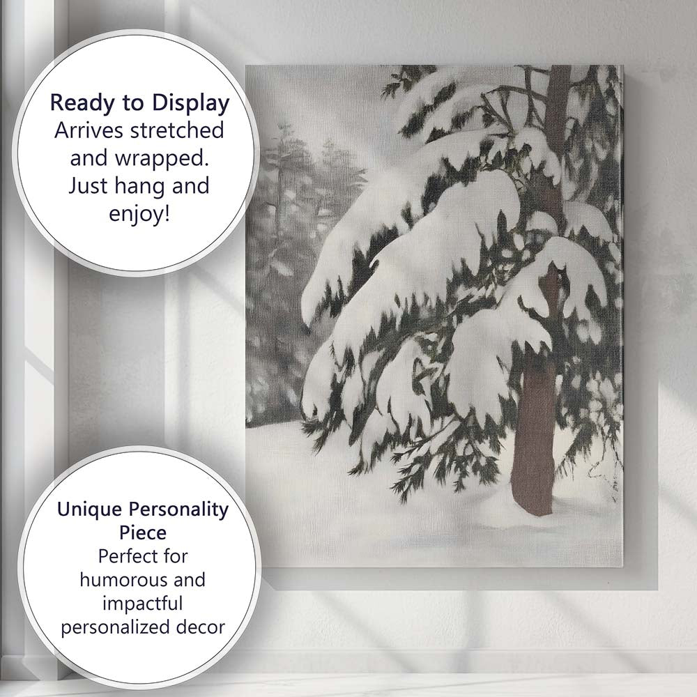 Snow Laden Evergreen Tree Close Up Winter Nature Canvas Wall Art Print Decor Picture Ready to Hang