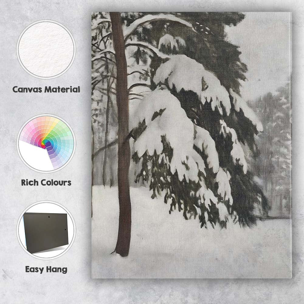 Winter Pine Branch Snow Covered Woodland Canvas Wall Art Print Decor Picture Ready to Hang
