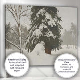 Snow Laden Pine Tree Minimalist Winter Forest Canvas Wall Art Print Decor Picture Ready to Hang