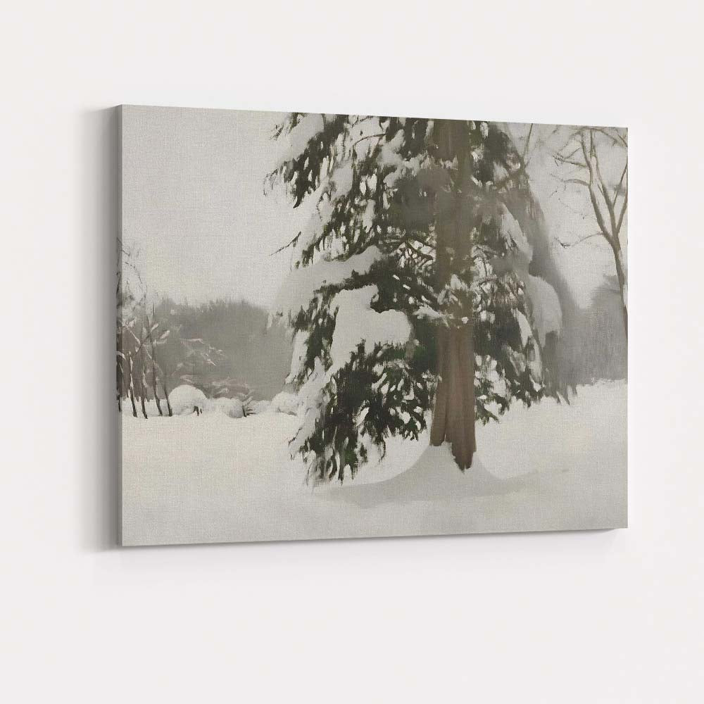 Snow Covered Evergreen Tree Soft Winter Landscape Canvas Wall Art Print Decor Picture Ready to Hang