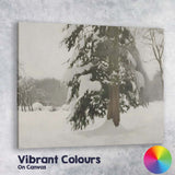 Snow Covered Evergreen Tree Soft Winter Landscape Canvas Wall Art Print Decor Picture Ready to Hang