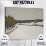 Frozen River Valley Winter Wilderness Landscape Muted Grey Green Scenic Painting Canvas Wall Art Print Decor Picture Ready to Hang