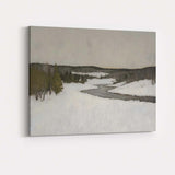 Peaceful Meandering Frozen River Snowy Countryside Landscape Canvas Wall Art Print Decor Picture Ready to Hang