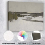 Peaceful Meandering Frozen River Snowy Countryside Landscape Canvas Wall Art Print Decor Picture Ready to Hang