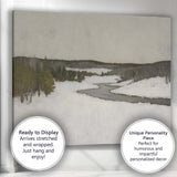 Peaceful Meandering Frozen River Snowy Countryside Landscape Canvas Wall Art Print Decor Picture Ready to Hang