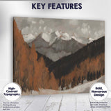 Dramatic Alpine Mountain Range Winter Woodland Landscape Warm Brown Toned Painting Canvas Wall Art Print Decor Picture Ready to Hang