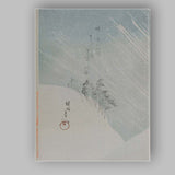 Japanese Minimalist Snowfall Calligraphy Winter Landscape Canvas Wall Art Print Decor Picture Ready to Hang
