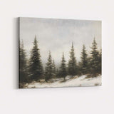 Misty Evergreen Pine Forest Snowy Woodland Landscape Canvas Wall Art Print Decor Picture Ready to Hang