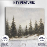 Misty Evergreen Pine Forest Snowy Woodland Landscape Canvas Wall Art Print Decor Picture Ready to Hang