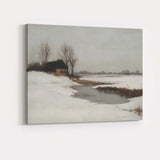 Quiet Frozen Stream Rural Winter Countryside Landscape Canvas Wall Art Print Decor Picture Ready to Hang