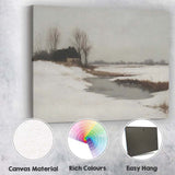 Quiet Frozen Stream Rural Winter Countryside Landscape Canvas Wall Art Print Decor Picture Ready to Hang