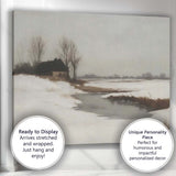 Quiet Frozen Stream Rural Winter Countryside Landscape Canvas Wall Art Print Decor Picture Ready to Hang