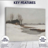 Quiet Frozen Stream Rural Winter Countryside Landscape Canvas Wall Art Print Decor Picture Ready to Hang