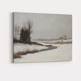 Minimalist Snowy Marshland River Winter Landscape Canvas Wall Art Print Decor Picture Ready to Hang