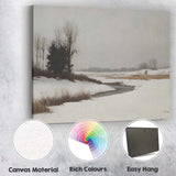 Minimalist Snowy Marshland River Winter Landscape Canvas Wall Art Print Decor Picture Ready to Hang