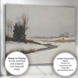 Quiet Snowy Marshland Stream Winter Countryside Landscape Canvas Wall Art Print Decor Picture Ready to Hang