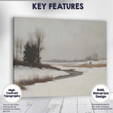 Minimalist Snowy Marshland River Winter Landscape Canvas Wall Art Print Decor Picture Ready to Hang